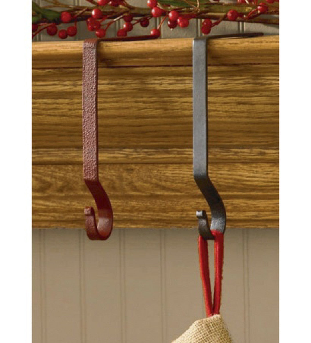 Red Iron Stocking Hanger
