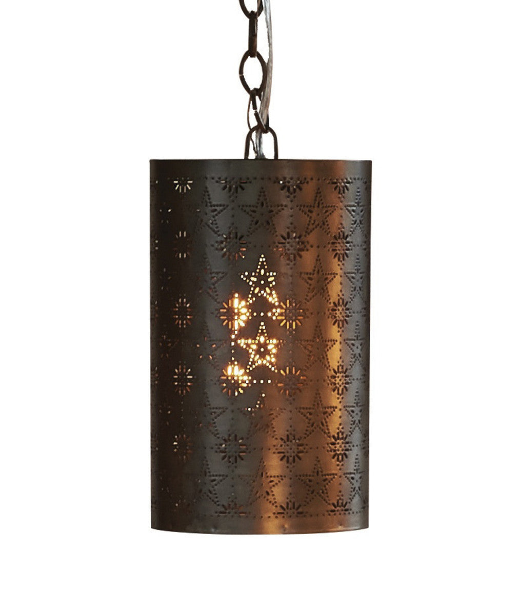Punched Tin Cylinder Pendant Light