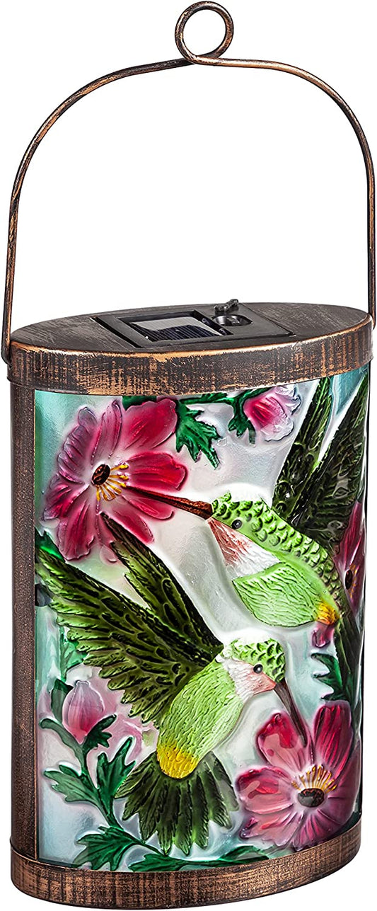Hummingbird Duo Glass Solar Lantern