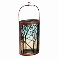 Handpainted Solar Glass Lantern, Forest at Dawn