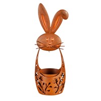 16" SOLAR METAL RABBIT PLANTER