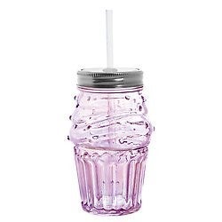 15.5OZ Pale Pink Cupcake Sipper w/Straw