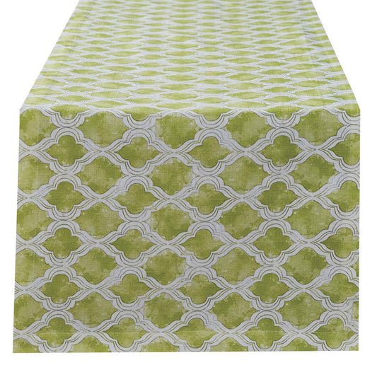 Green 15X72 Watercolor Runner