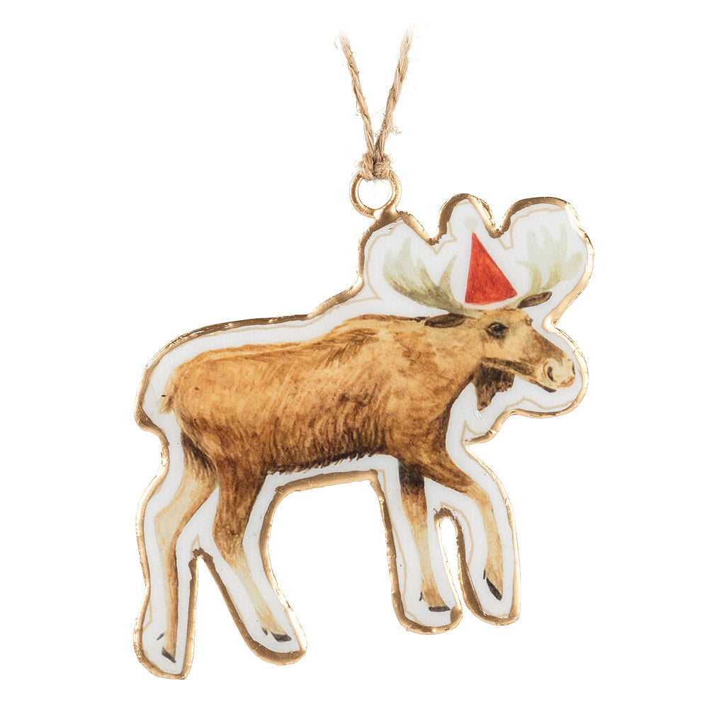Moose in Party Hat Ornament