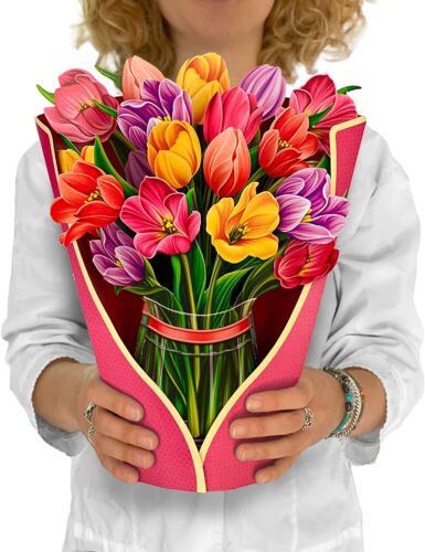 Festive Tulips Bouquet Pop Up Card