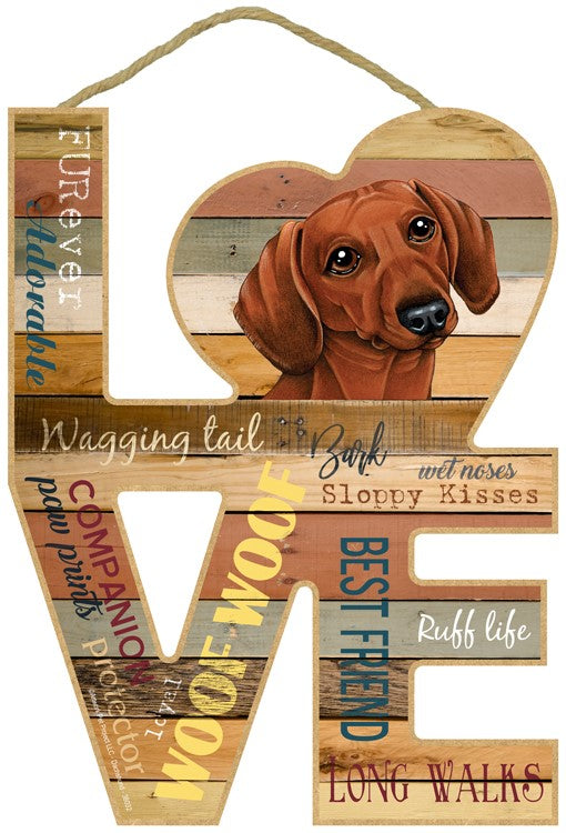 RED DACHSHUND LOVE 8X11 SIGN
