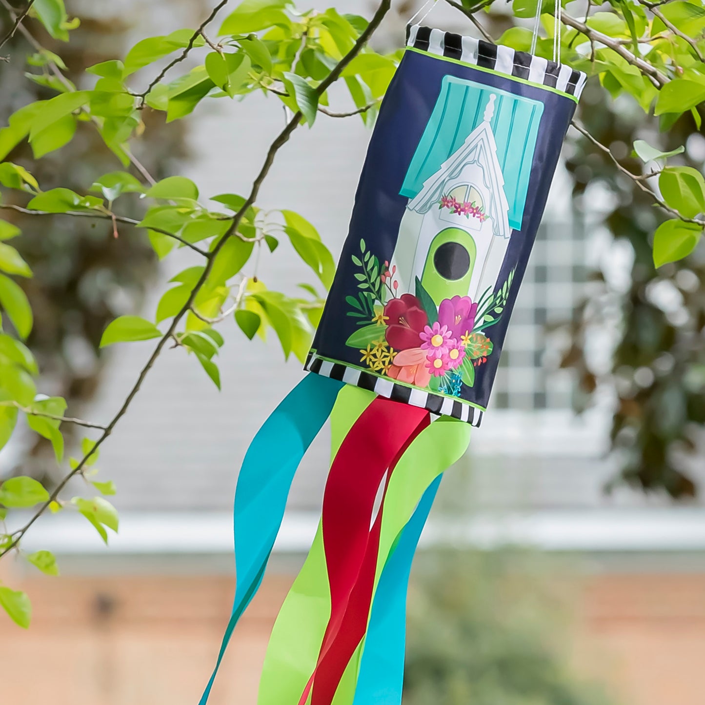 Cottage Birdhouse Garden Windsock