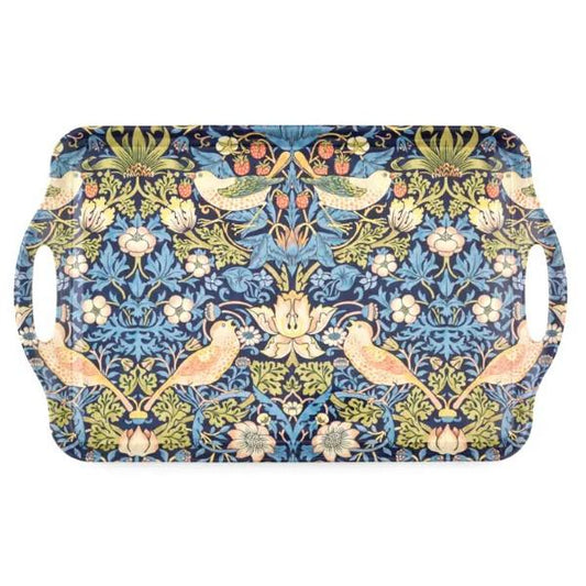Blue WM Strawberry Thief Handled Tray