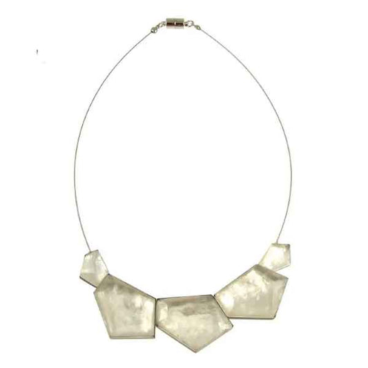 White Facet Cut CAPIZ NECKLACE