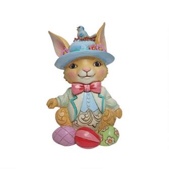 PINT SIZED EASTER BUNNY W/EGGS FIGURINE