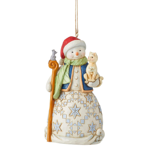 Snowman With Cat Ornament