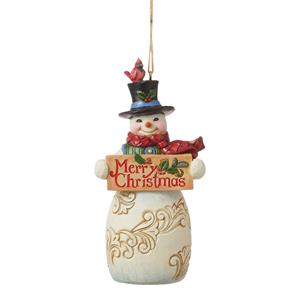 Snowman With Christmas Sign Ornament