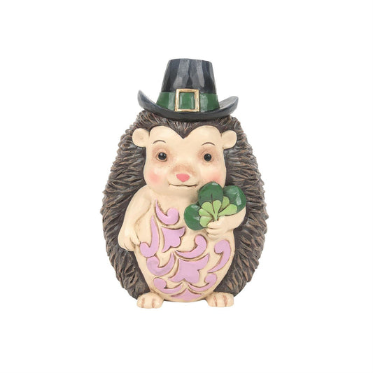 Hedgehog Green Hat and Clover Figurine