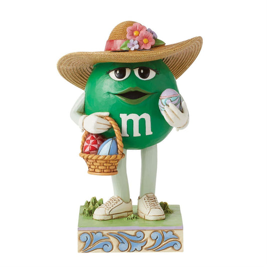 Green M&M Figurine With Hat