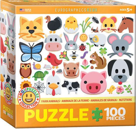 Farm Animal Emoji 100PC Puzzle