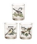 Glass Tealite Holder With Birds