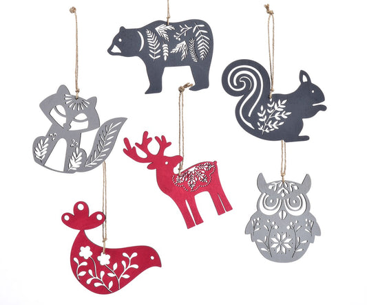 Flat Wooden Ornament Asst Animals