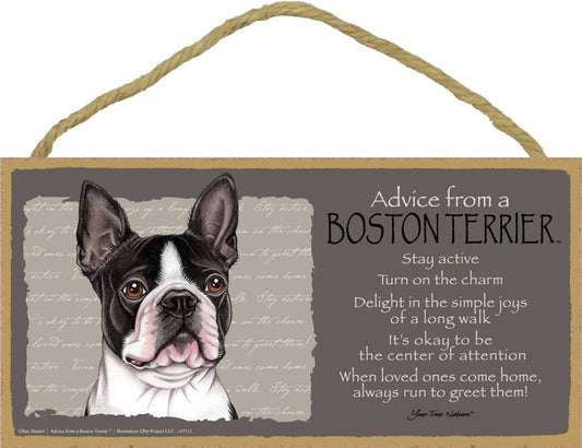 ADVICE FROM A BOSTON TERRIER SIGN