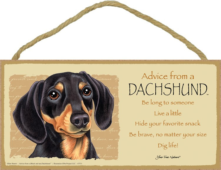 ADVICE FROM A BK/TAN DACHSHUND SIGN