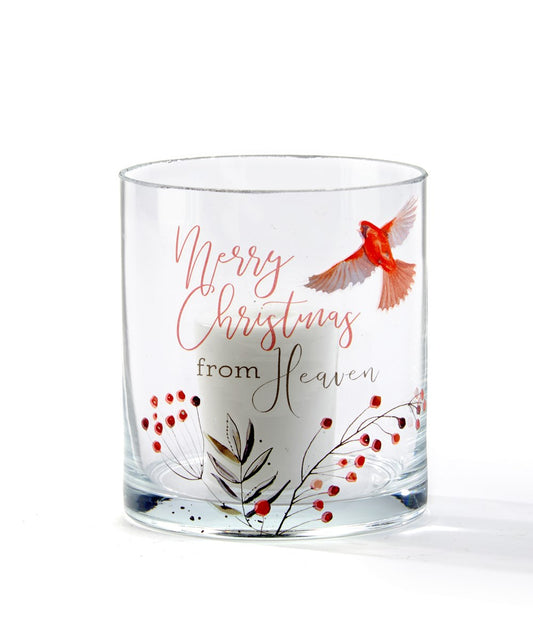 Small Merry Christmas Glass Hurricane