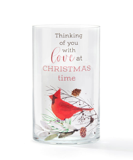Large Merry Christmas Glass Hurricane