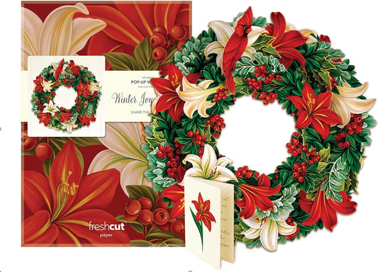 Winter Joy Wreath Pop Up Card 15"