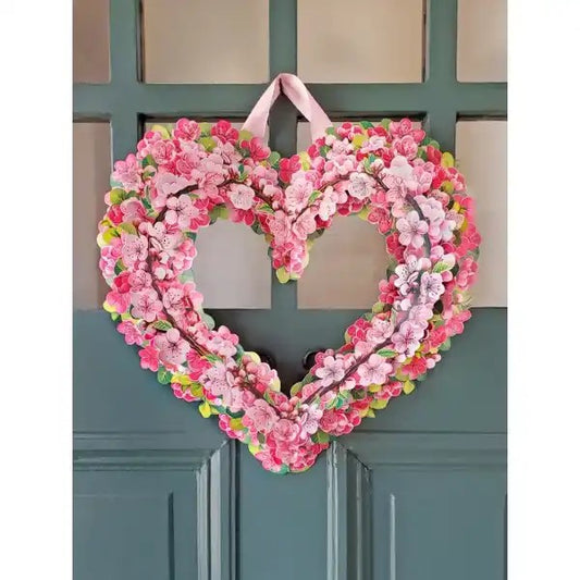Cherry Blossom Heart Wreath Pop Up Card