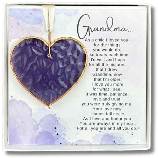 Grandma I'm Older Purple Glass Heart