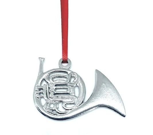 FRENCH HORN PEWTER ORNAMENT
