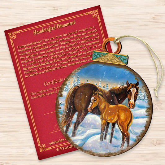Horses Ball Wood Ornament