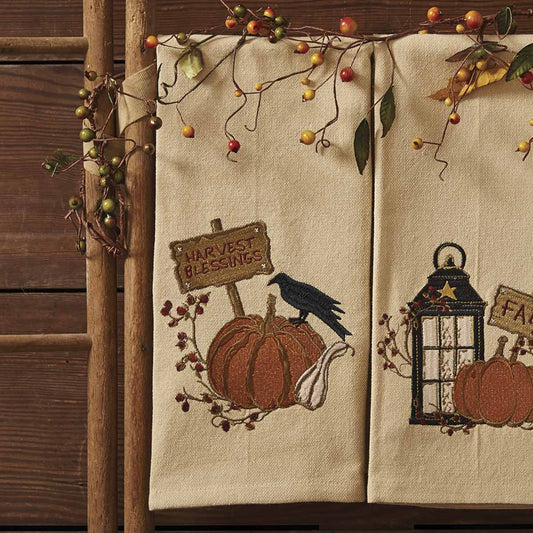 Crow & Pumpkin Embroidered Towel