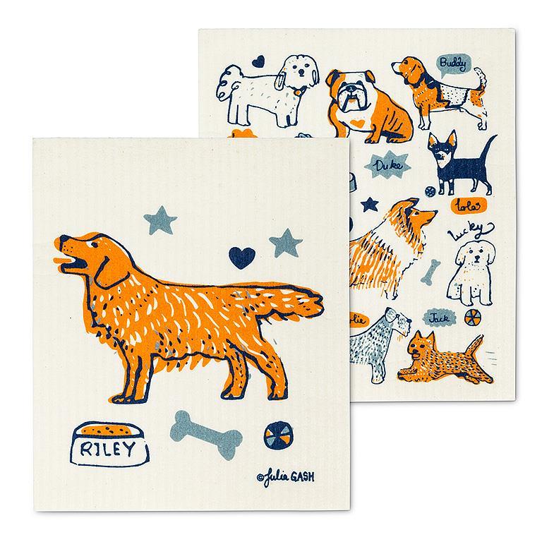 Dogs & Names Swedish Dish Cloths Set 2