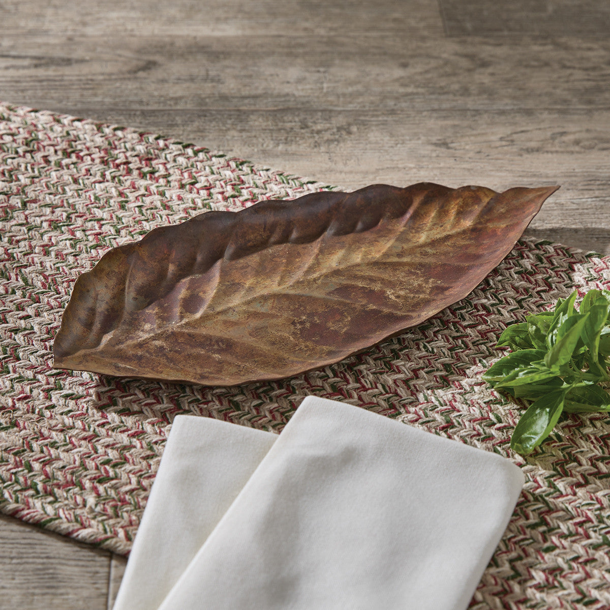 DISTRESSED COPPER LEAF TRAY