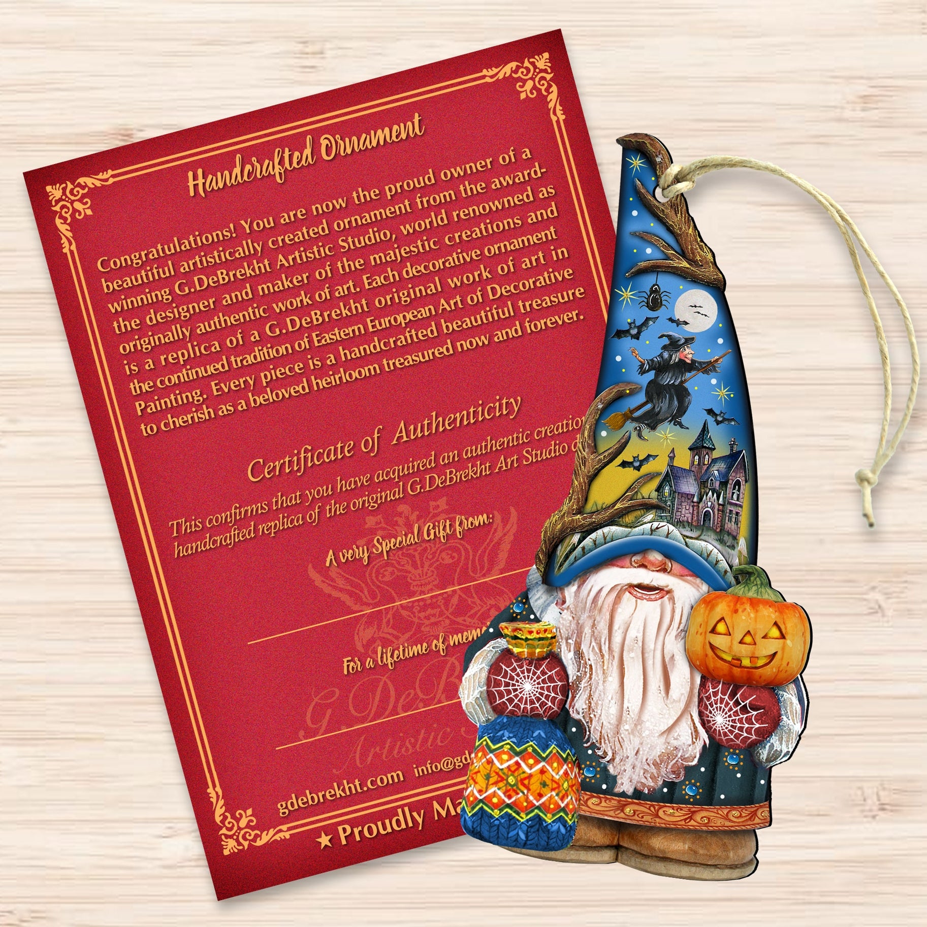 Halloween Gnome Wood Ornament