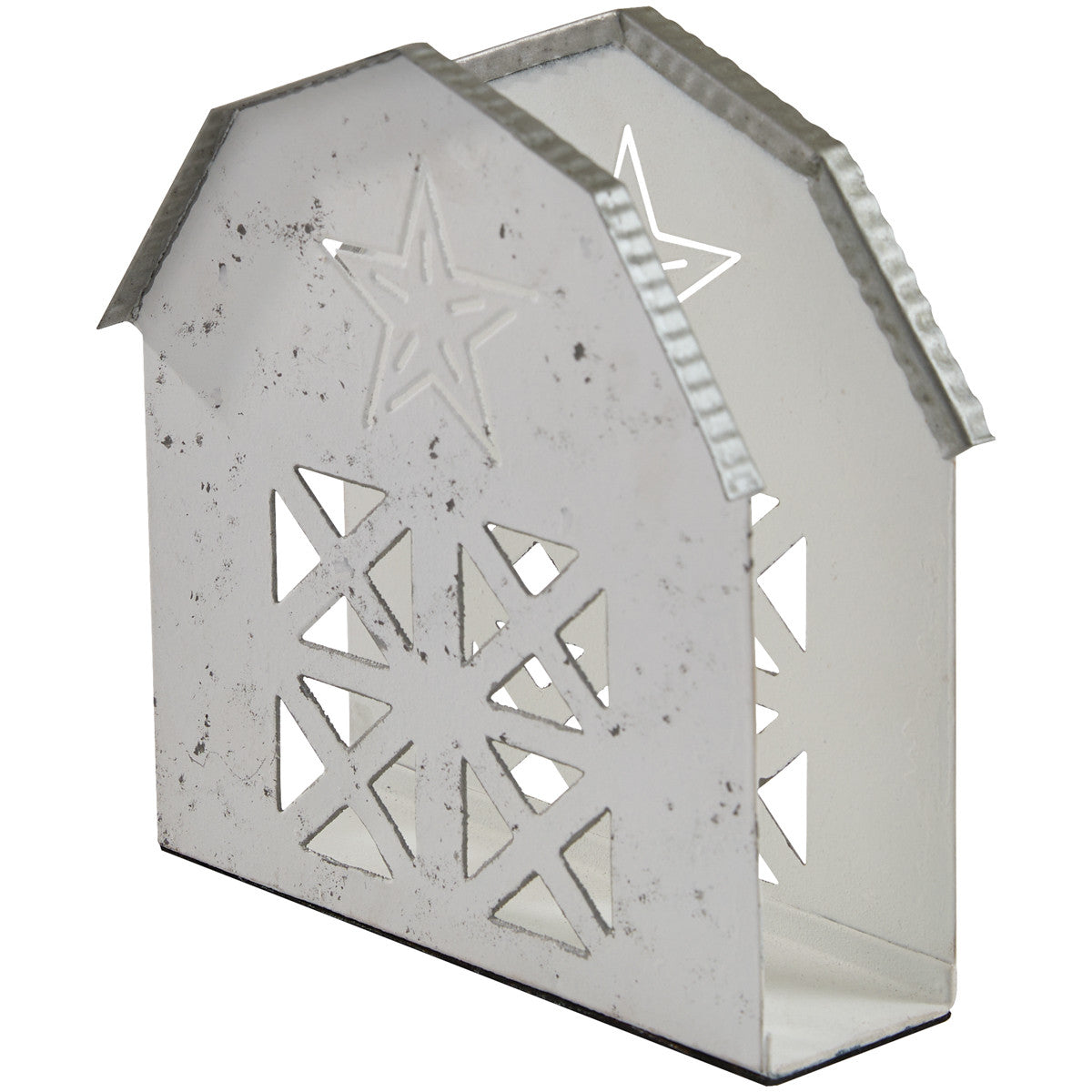 DISTRESSED WHITE BARN NAPKIN HOLDER