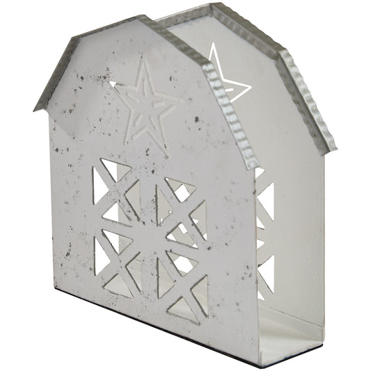 DISTRESSED WHITE BARN NAPKIN HOLDER