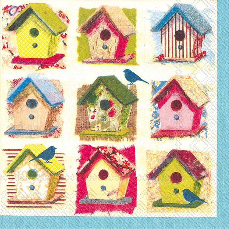 BIRDHOUSES LUNCHEON NAPKINS