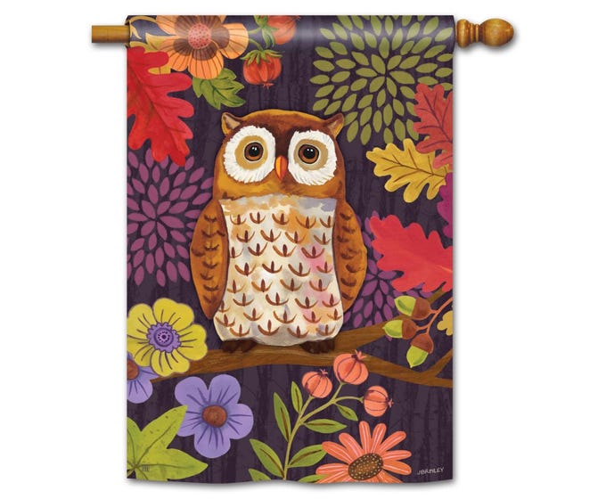 Floral Owl Flag