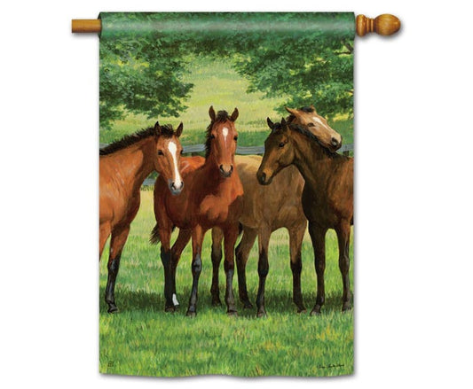 Horses Grazing Time Flag