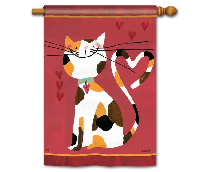 Sweet Kitty Valentine Flag