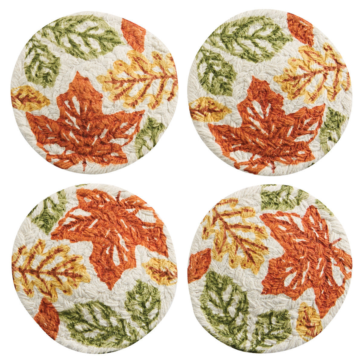 SET 4 FALL LEAVES COASTERS