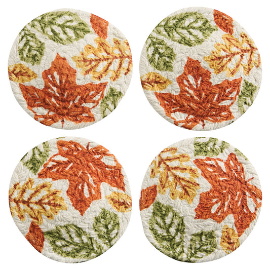 SET 4 FALL LEAVES COASTERS