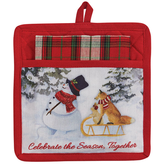 FLURRY SNOWMAN POCKET POTHOLDER SET