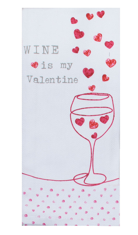 Wine Valentine Tea Towel