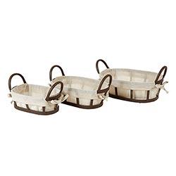 MEDIUM METAL & FABRIC OVAL BASKET
