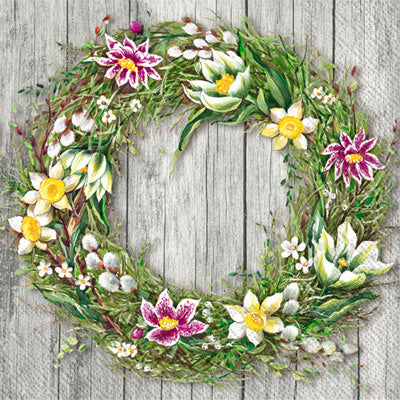 Spring Wreath Beverage Napkins