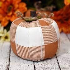 Med Orange Check Fabric Pumpkin