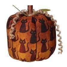 Lg Black Cat Fabric Pumpkin
