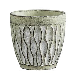 MED CEMENT LEAF ROUND POT