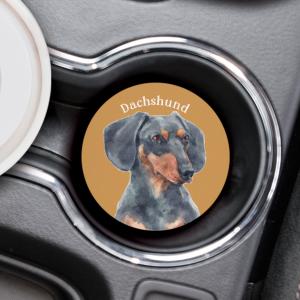 BLACK DACHSHUND Car Coaster